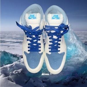 Zoom Air Jordan Men's Athletic Shoes - Blue and White